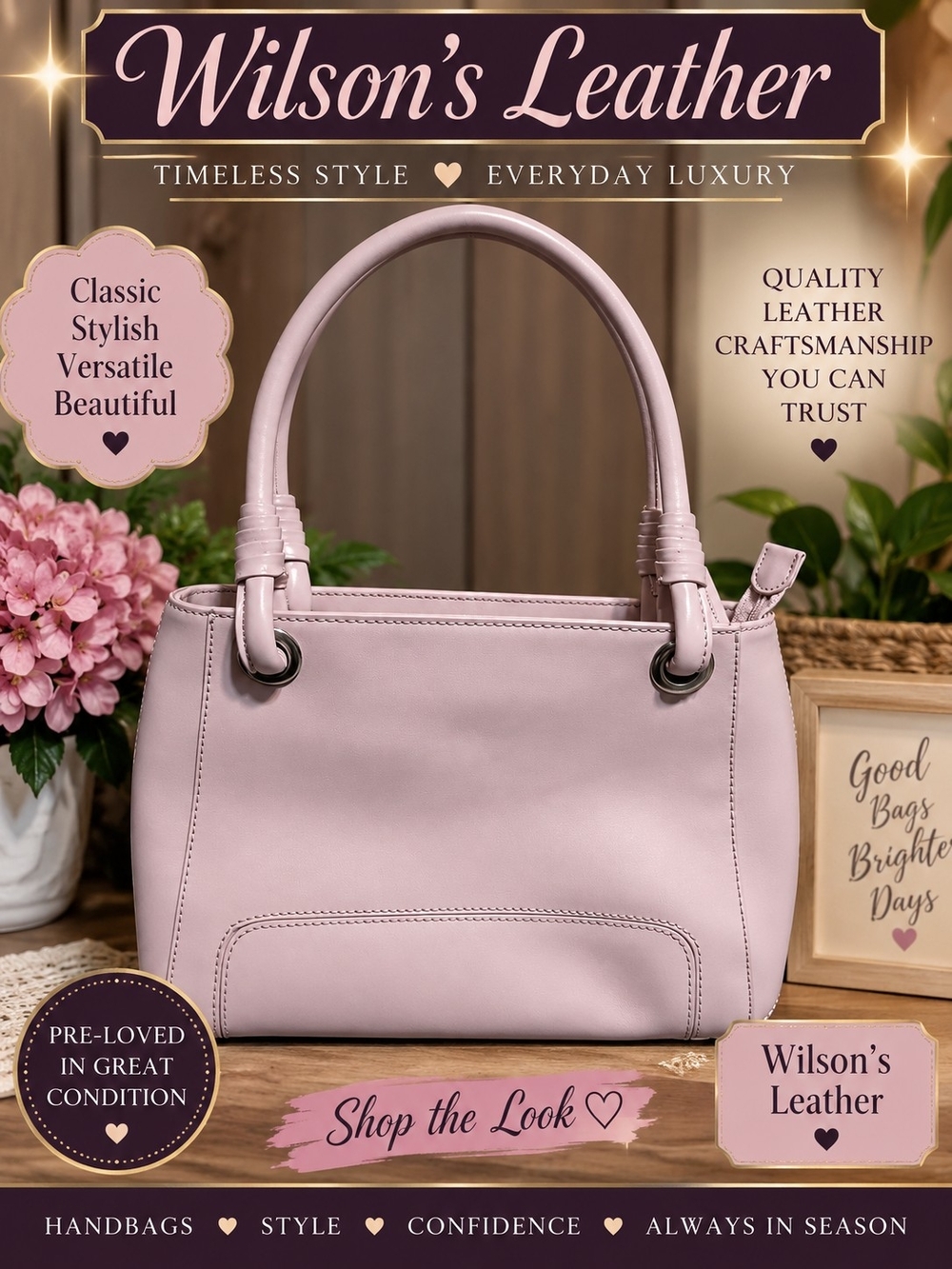 Wilsons Leather Blush Pink Leather Shoulder Bag